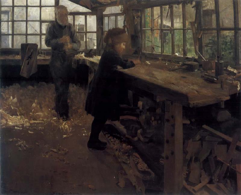 William Stott of Oldham Grandfather-s Workshop Sweden oil painting art